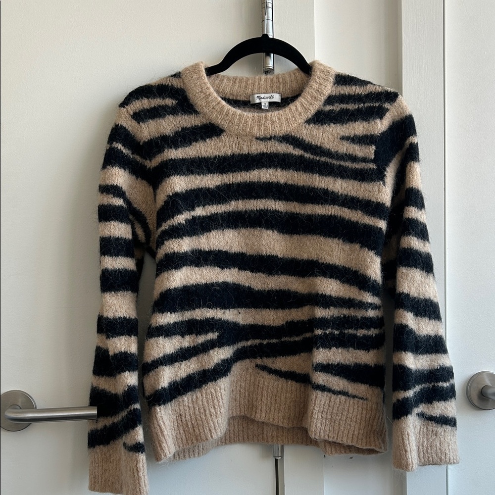 Madewell Zebra Stripe Sweater - Black and Tan